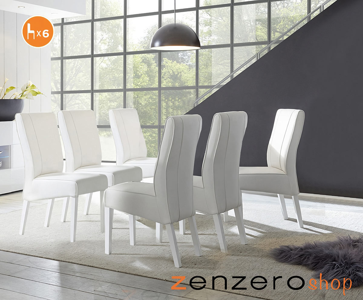 6 Sedie in ecopelle Bianca
