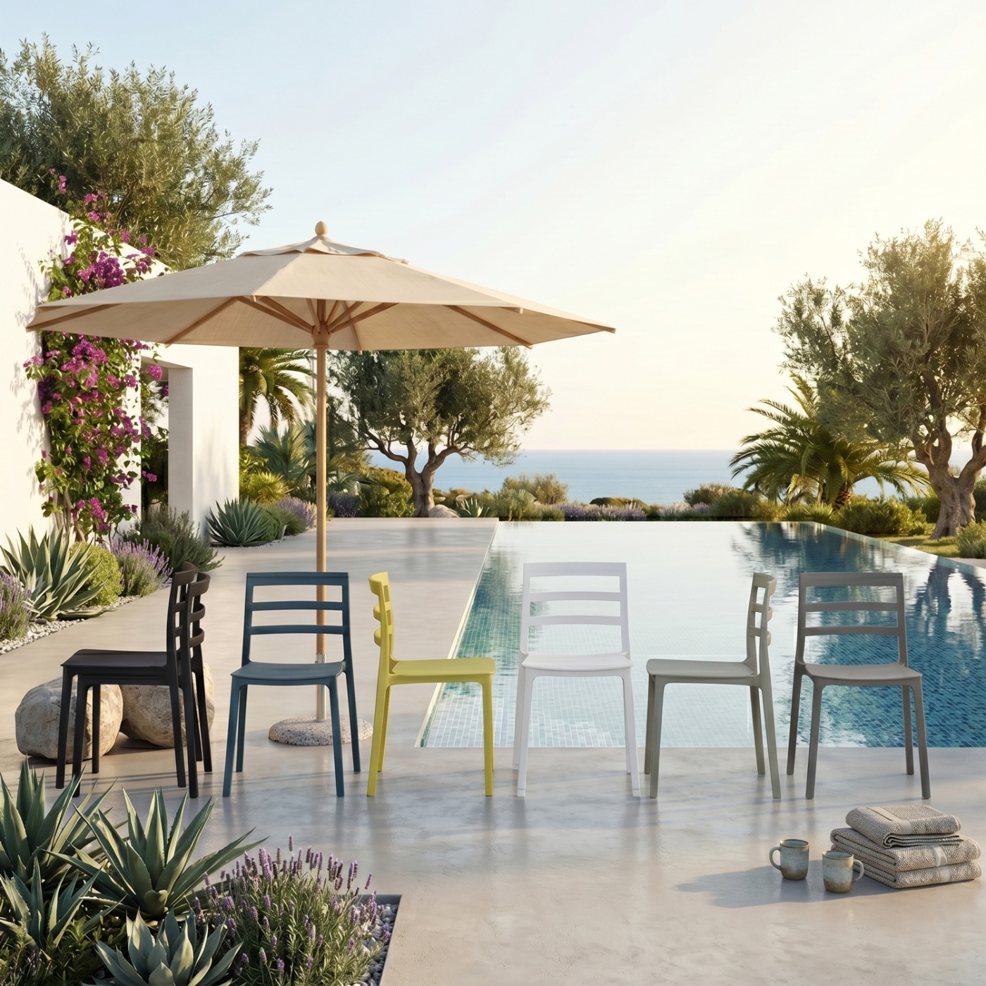 Sedia in polipropilene moderna, disponibile in diversi colori