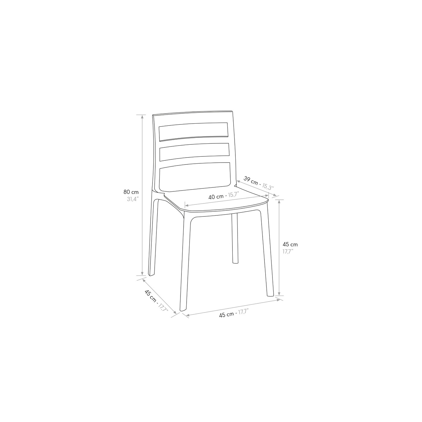 Sedia in polipropilene colorata impilabile, 6 colori per interno ed esterno