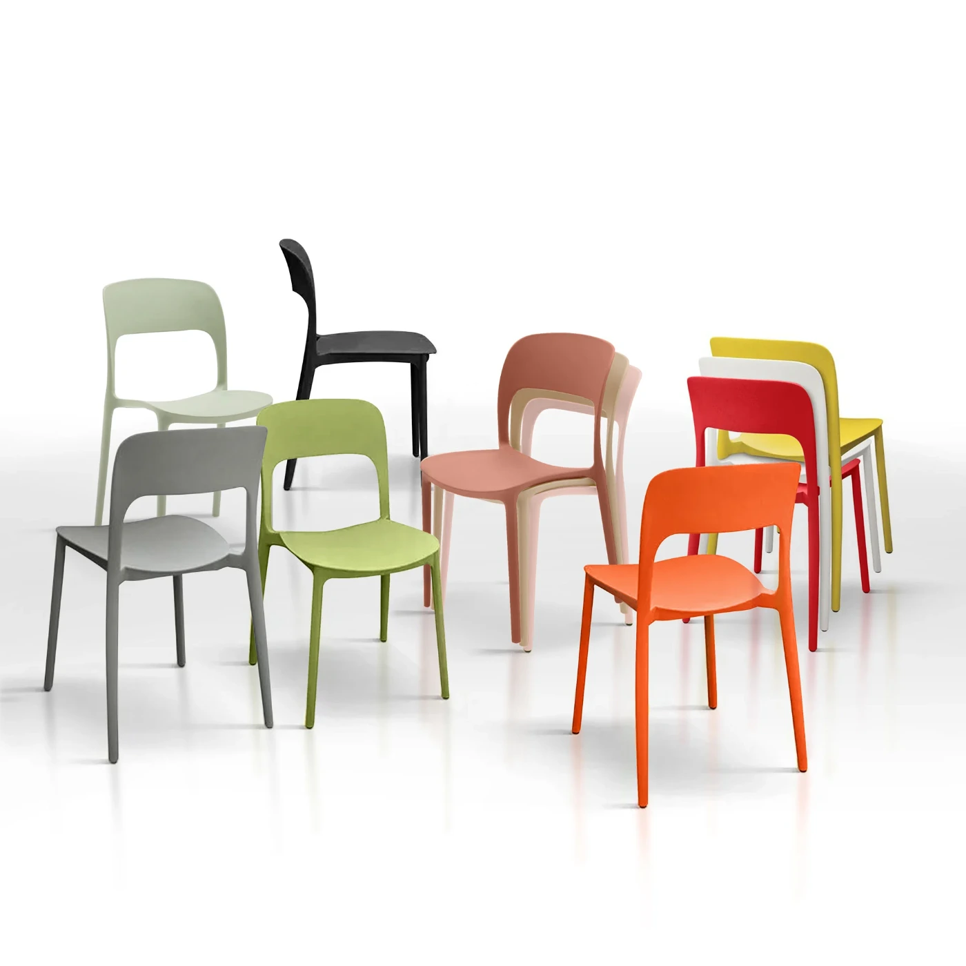 Sedia moderna in polipropilene, disponibile in diversi colori