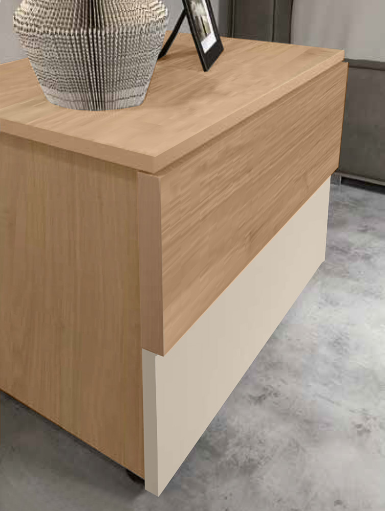 Comodini di design, finitura Noce biondo e Orzo