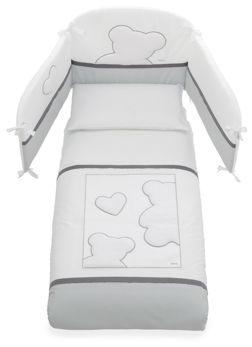 Lettino per neonati Winnie, bianco con decori orsetto