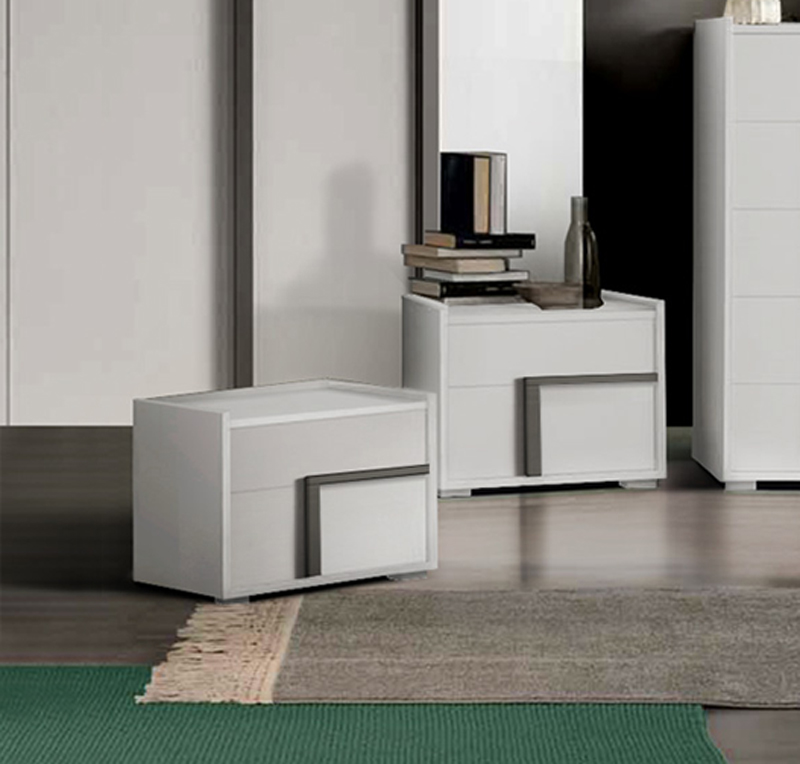 Comodini Garda con 2 cassetti in finitura Noce bianco