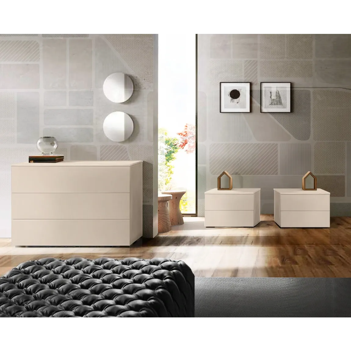 Camera moderna orzo e noce biondo