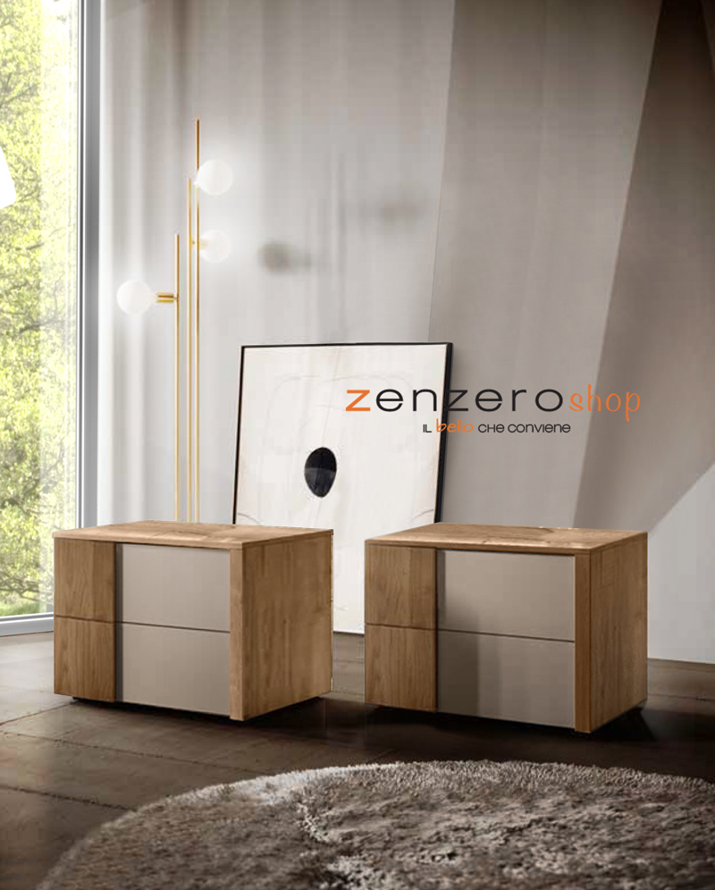 Set Santorini bicolor in finitura Noce biondo e Visone