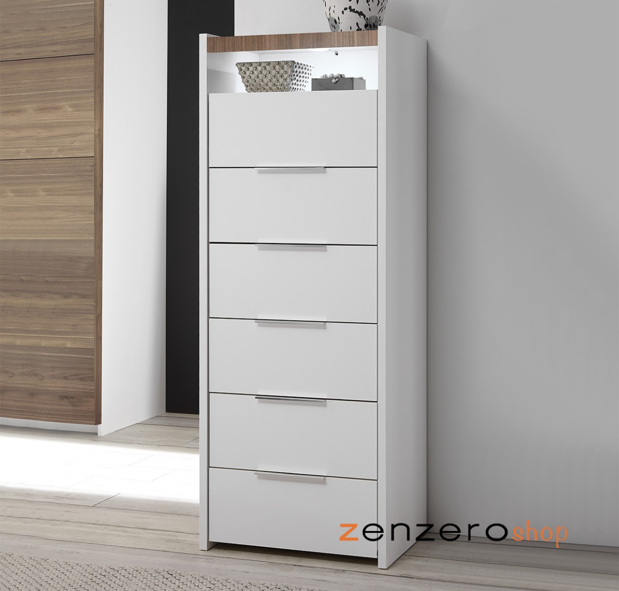 Camere matrimoniale con armadio Maxi Bianca Opaco e Noce Dark