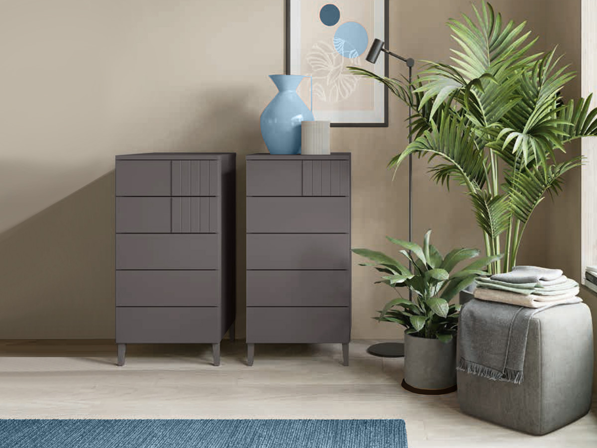 Settimino 5 cassetti Grigio Titanio, con piedini