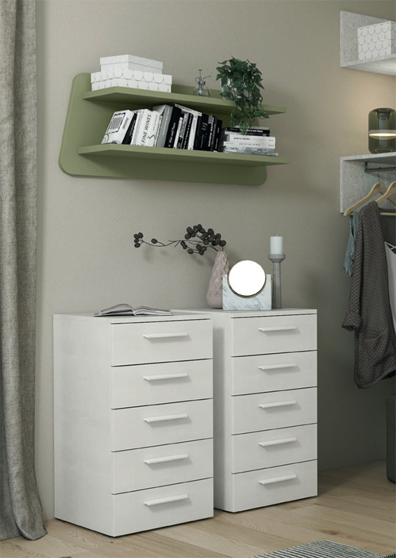 Settimino con 5 cassetti in finitura Rovere bianco
