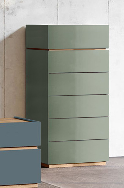 Settimino 6 cassetti, finitura Agave e noce biondo