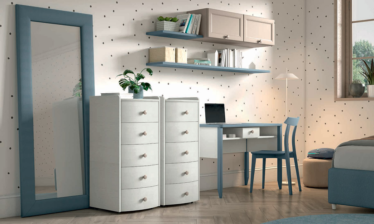 Settimino classico 5 cassetti, finitura Bucaneve