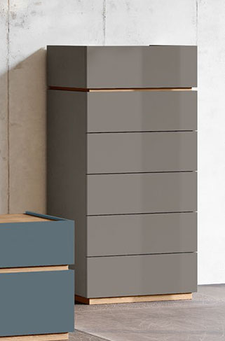 Settimino 6 cassetti, finitura grigio cenere e noce biondo