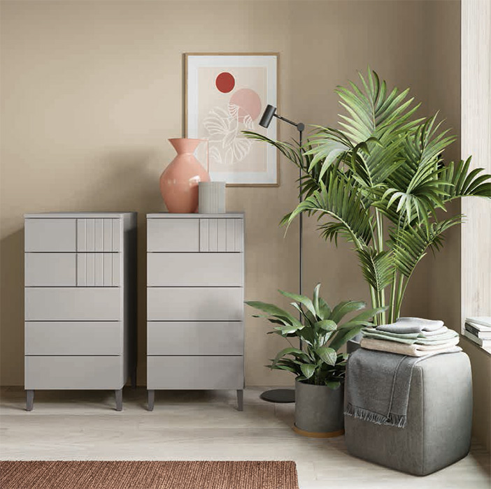 Settimino 5 cassetti Grigio dorian, con piedini