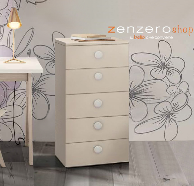 Settimino moderno per camere e camerette, finitura Orzo