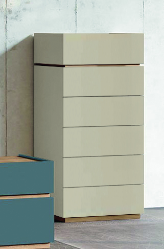 Settimino 6 cassetti, finitura orzo opaco e noce biondo