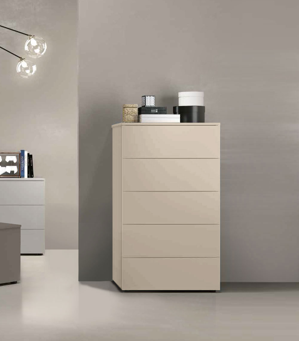 Settimino, Comodone moderno a 5 cassetti in finitura Orzo