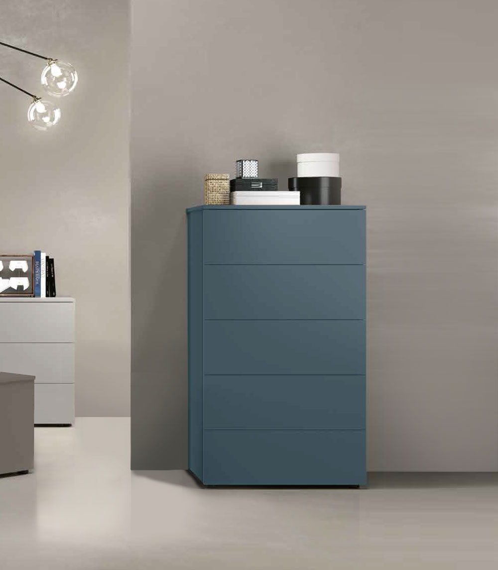 Settimino, Comodone moderno a 5 cassetti in finitura Petrolio