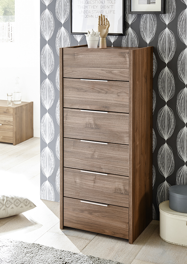 Conveniente Settimino moderno con 6 cassetti, Noce stelvio