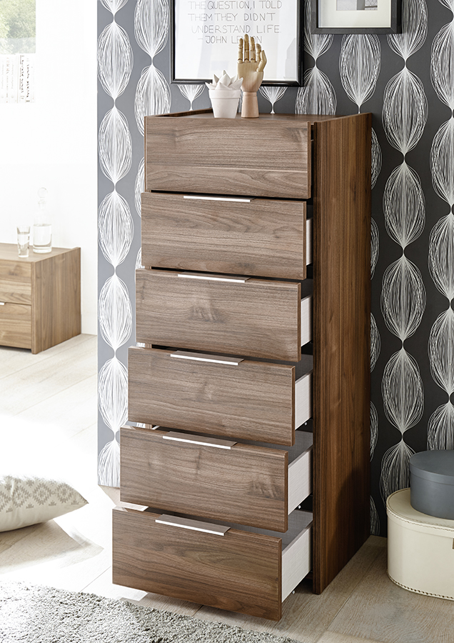 Conveniente Settimino moderno con 6 cassetti, Noce stelvio