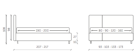 Letto contenitore Albali in ecopelle in finitura bianco e grigio perla