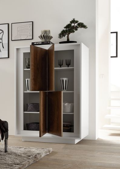 Parete completa, solo come in foto, bianco opaco con frontali cognac