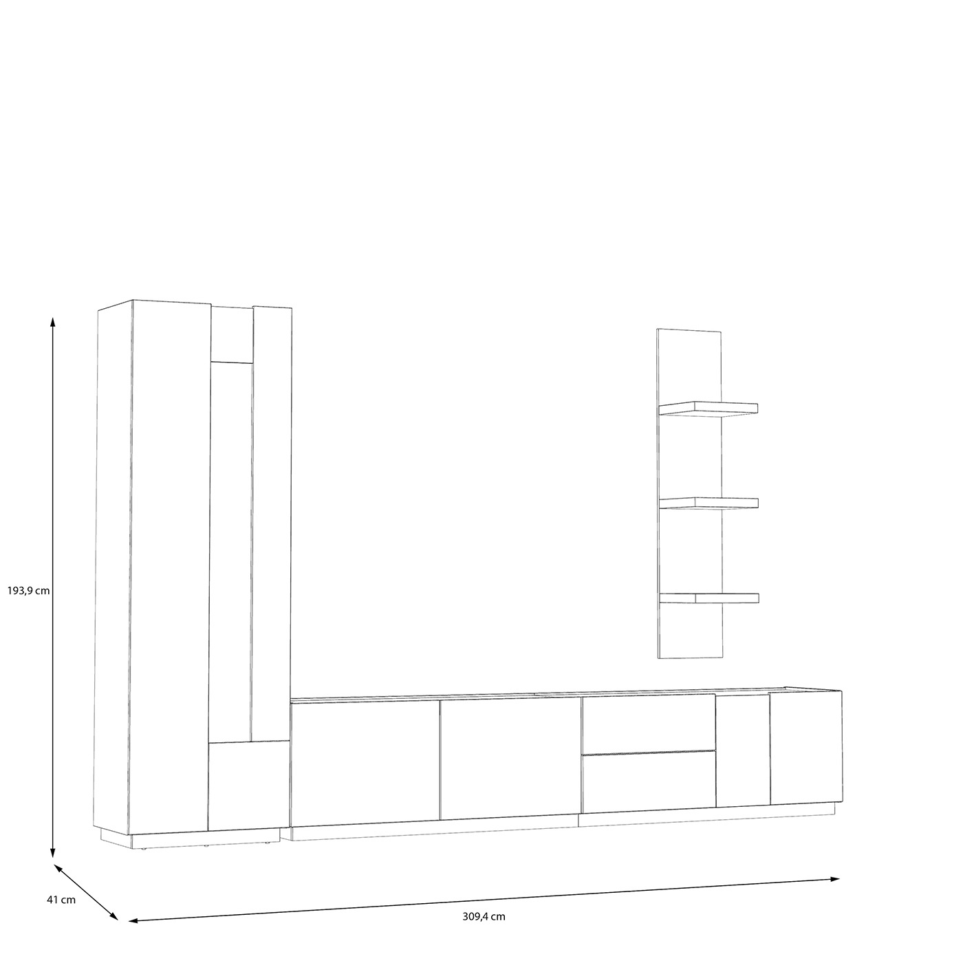 Parete attrezzata moderna in sconto
