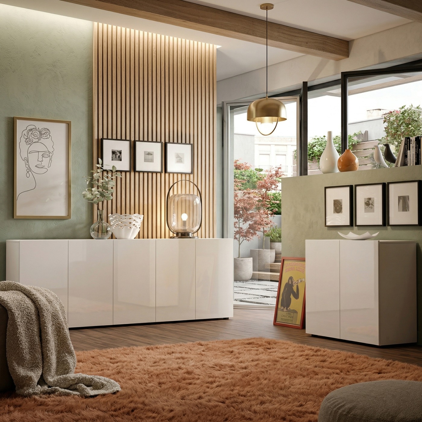 sala moderna composta da 2 credenze, Made in Italy