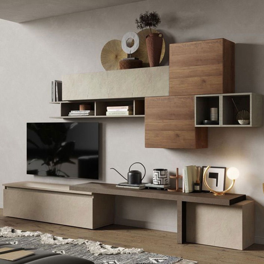 Parete attrezzata 330x40x210 h cm, Argilla, Bronzo e Mercure, collezione Logica