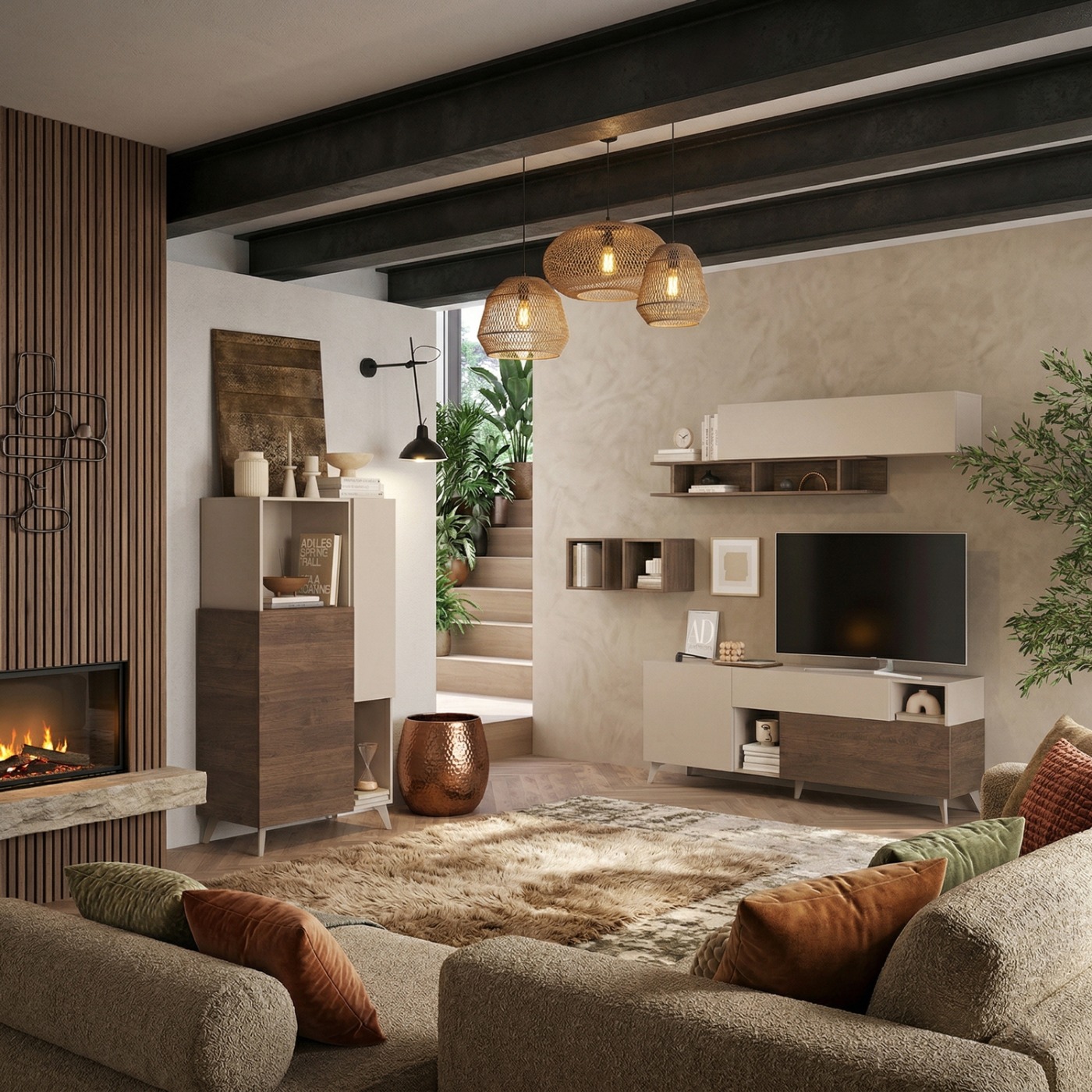 soggiorno con madia e porta tv