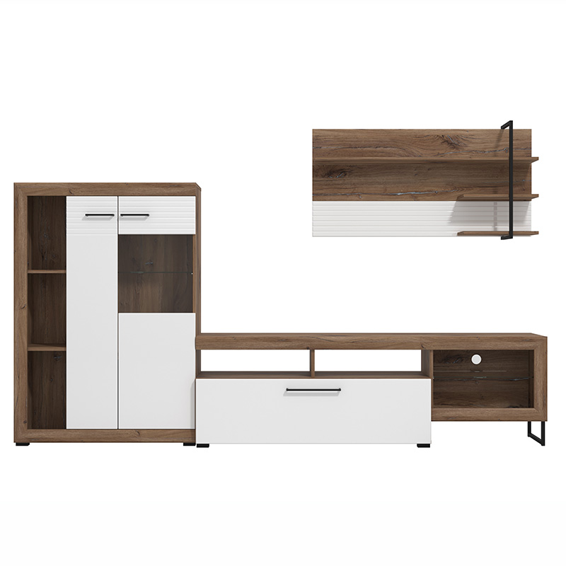 soggiorno contemporaneo con vetrina e porta tv