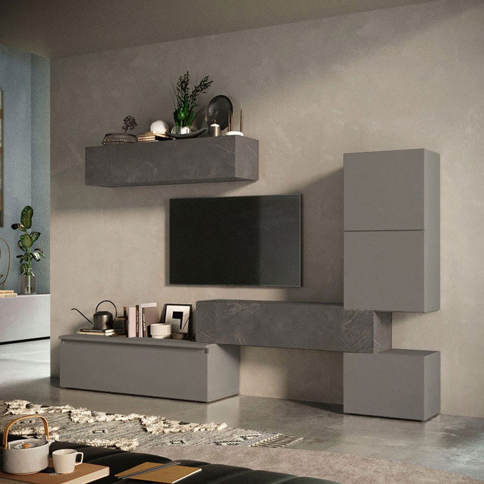 Parete attrezzata Ardesia e Piombo