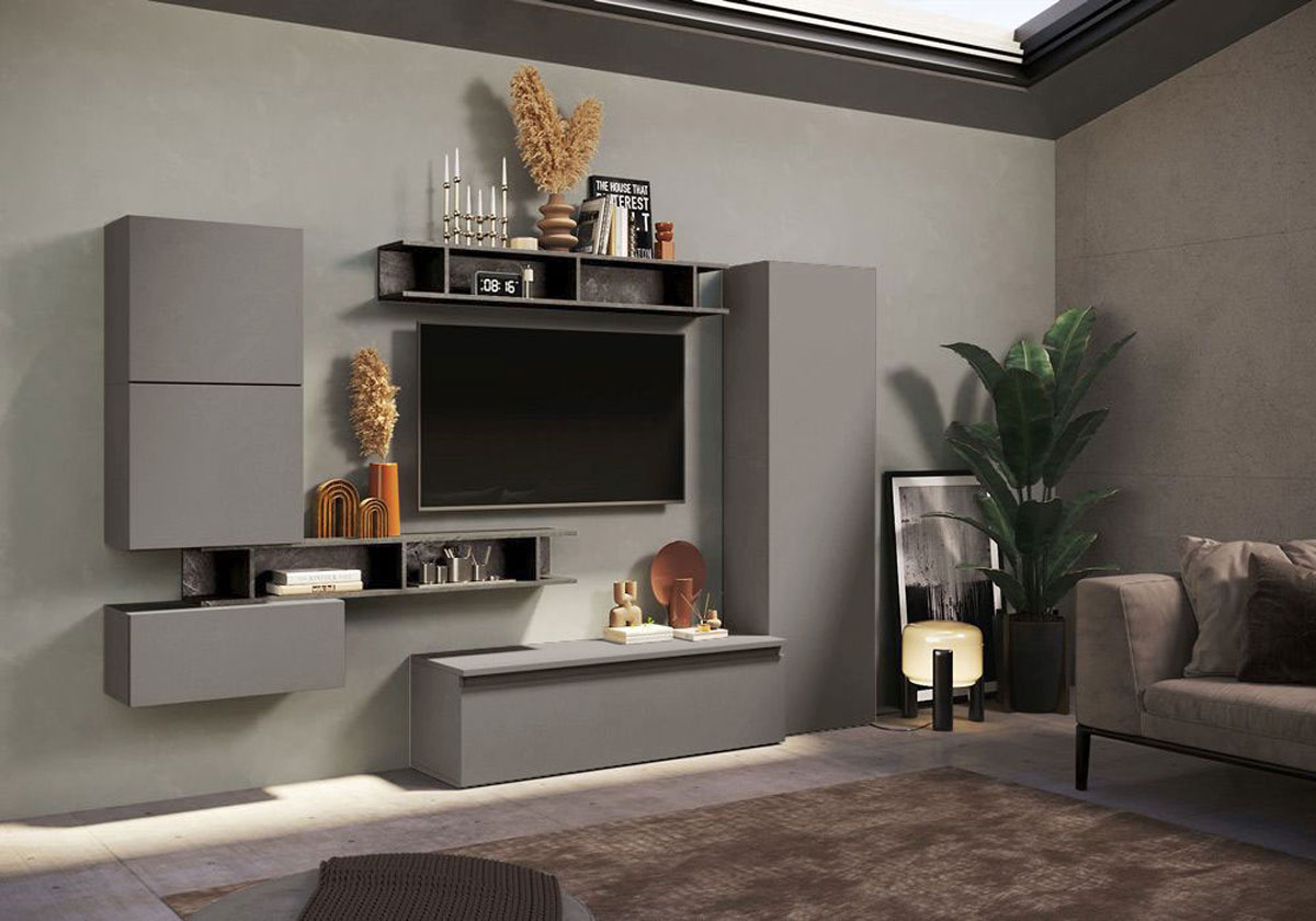 Parete attrezzata Ardesia e Piombo