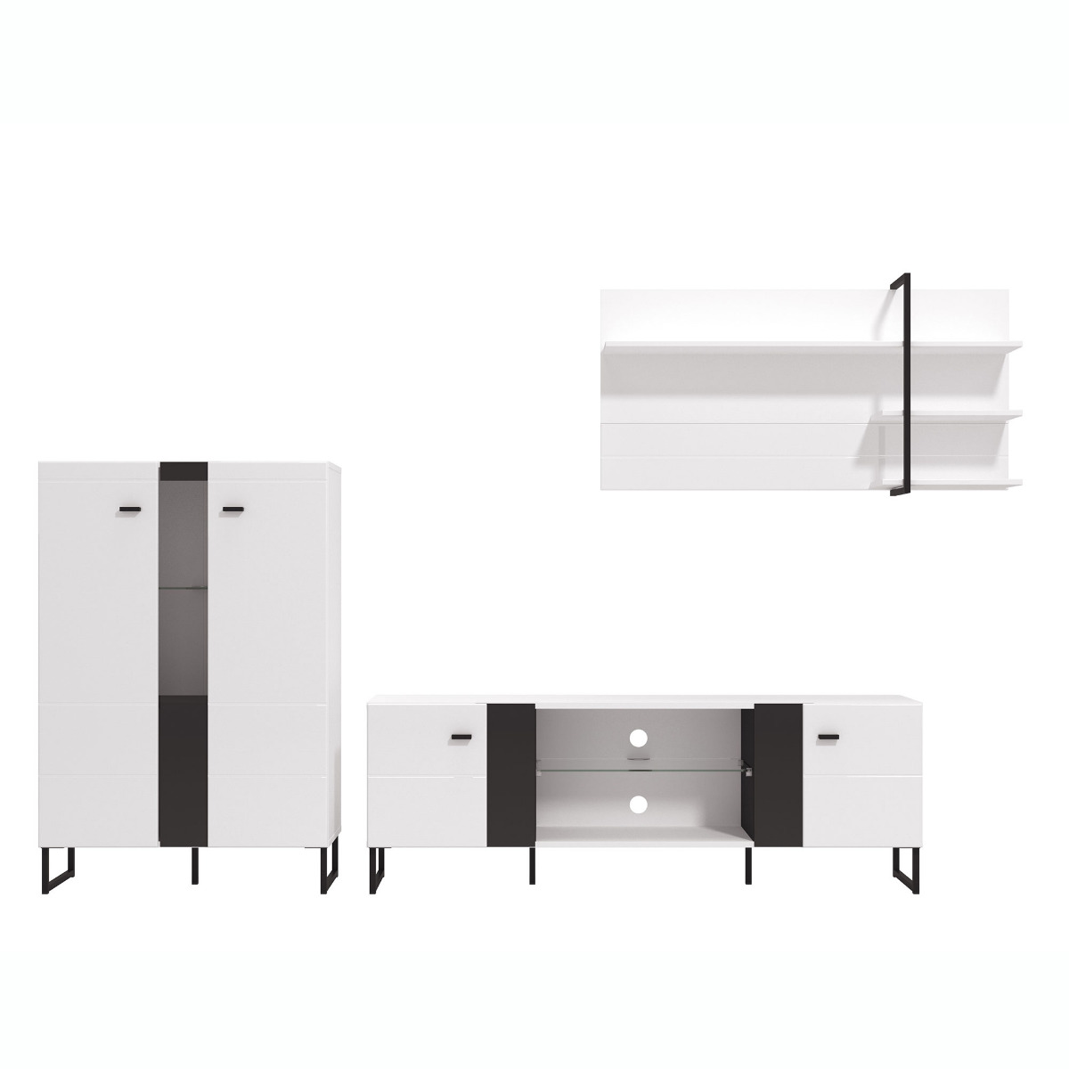 parete attrezzata bianca e nera