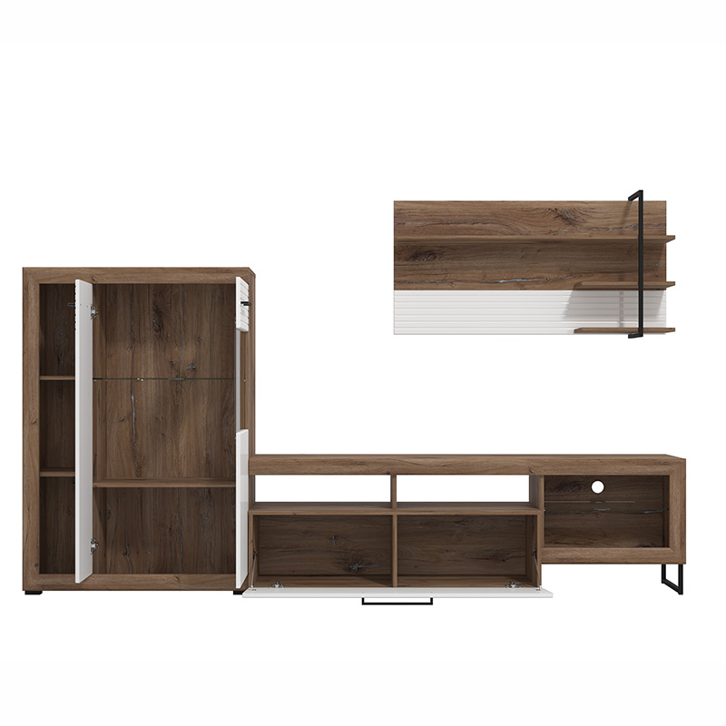 soggiorno contemporaneo con vetrina e porta tv