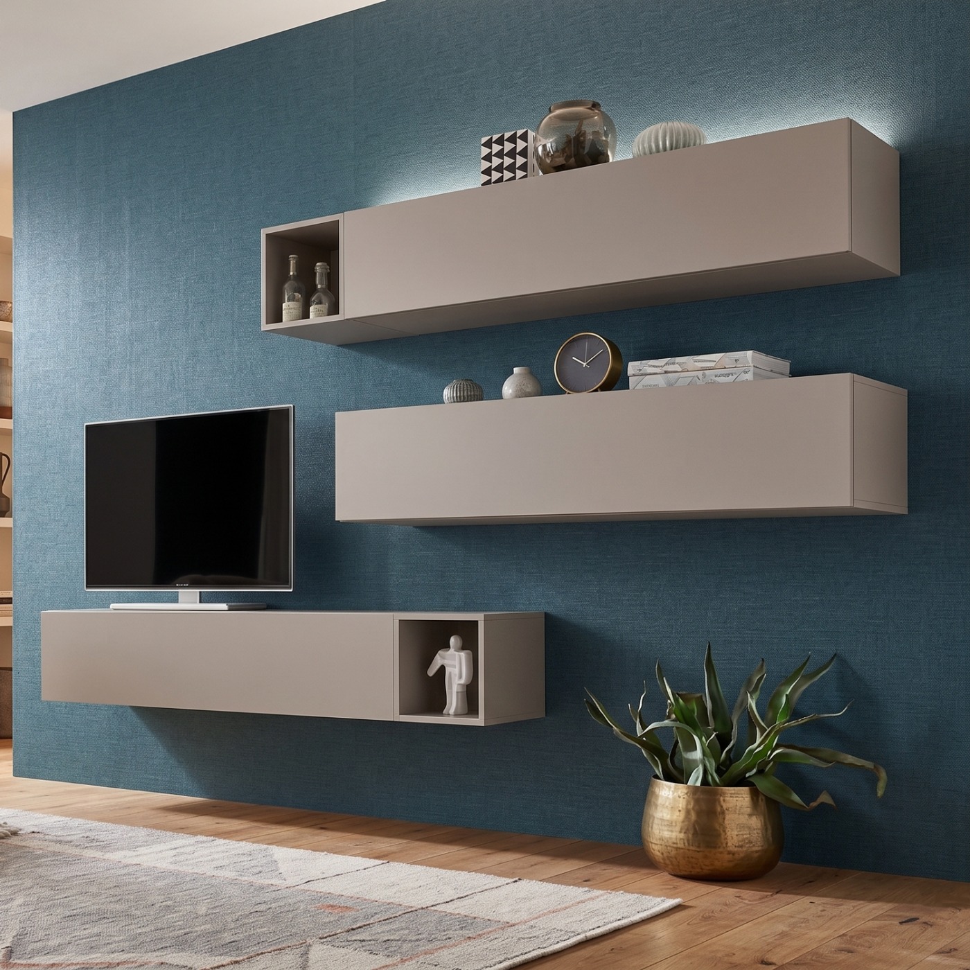 Soggiorno Zenzero moderno, parete attrezzata moderna di design, Cashmere