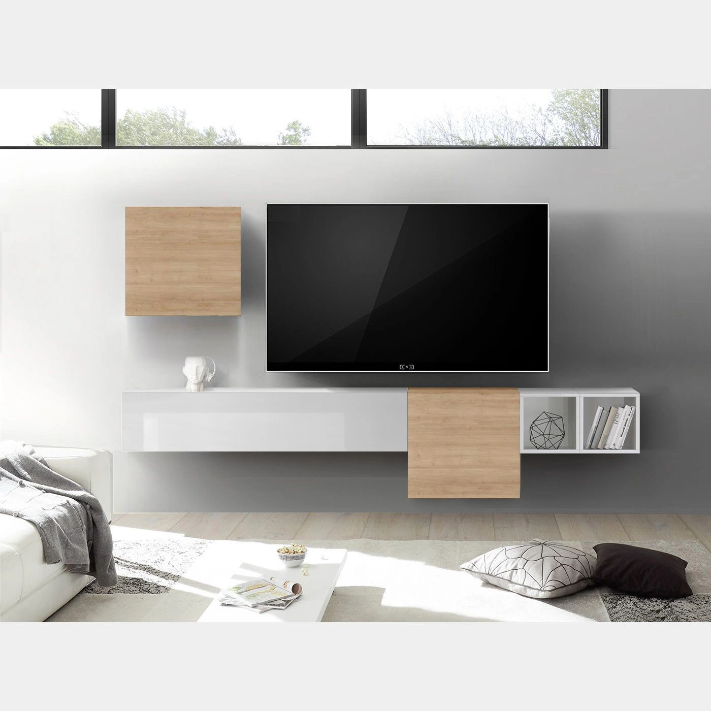 parete sospesa con cubi