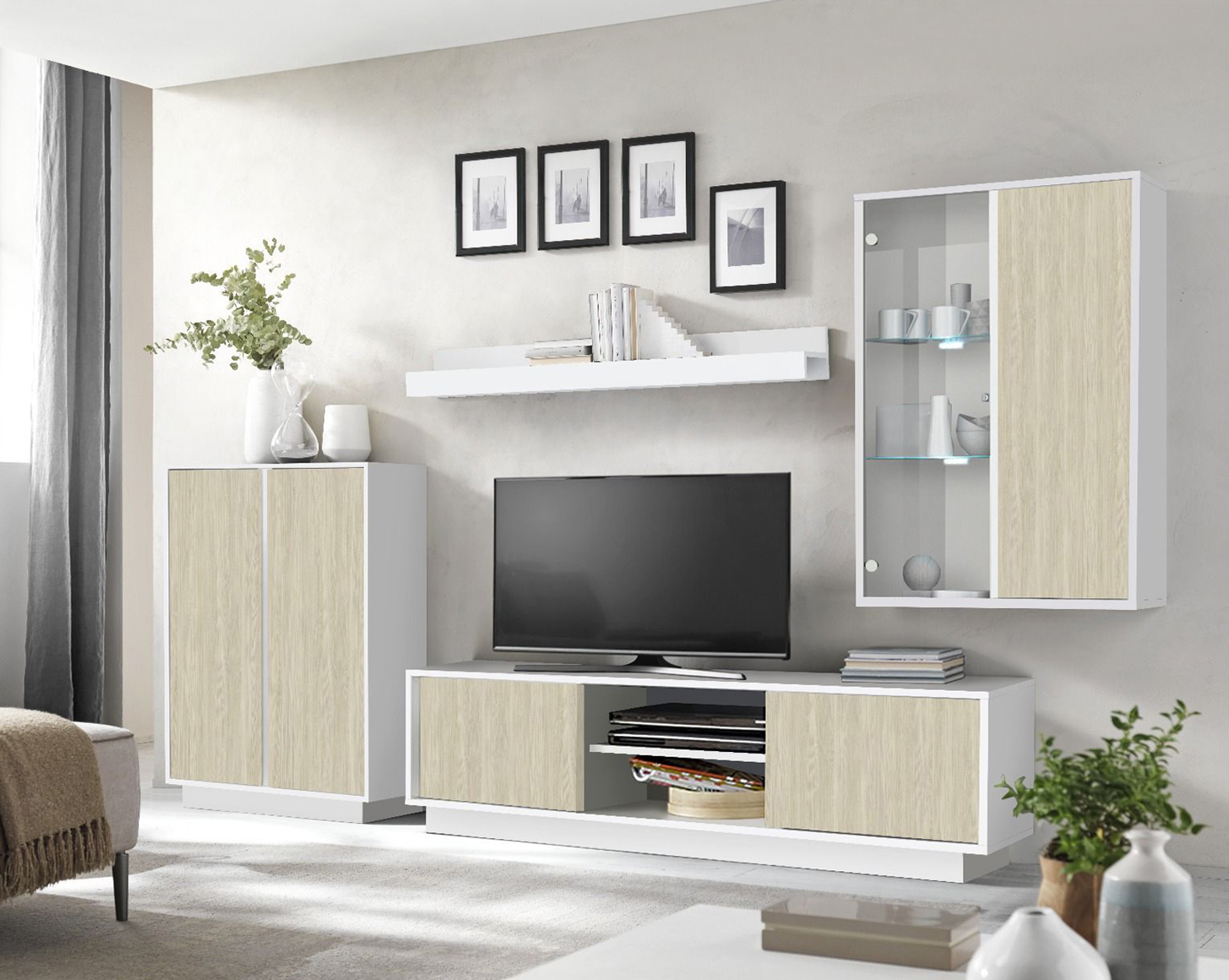 Soggiorno Luminosa scontato, Bianco lucido e Olmo