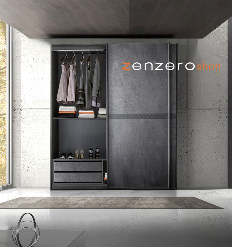 ACQUISTA ANCHE TU Armadio 2 ante scorrevoli ammortizzate finitura ossido e fascia ecopelle