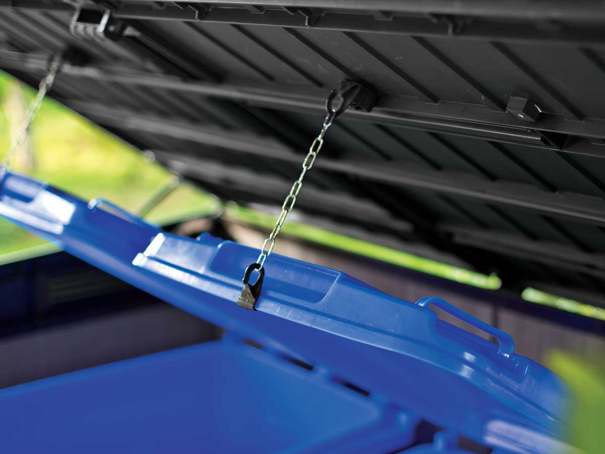 Baule da esterno Quercia, porta attrezzi per giardino, capacità 2020L