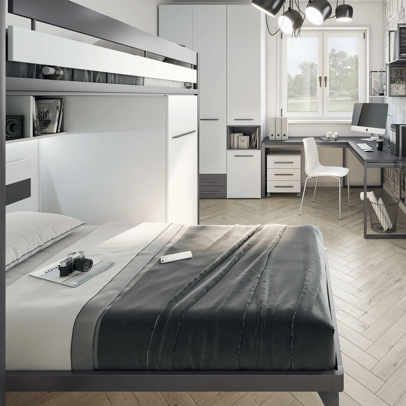 letto soppalco bianco luce