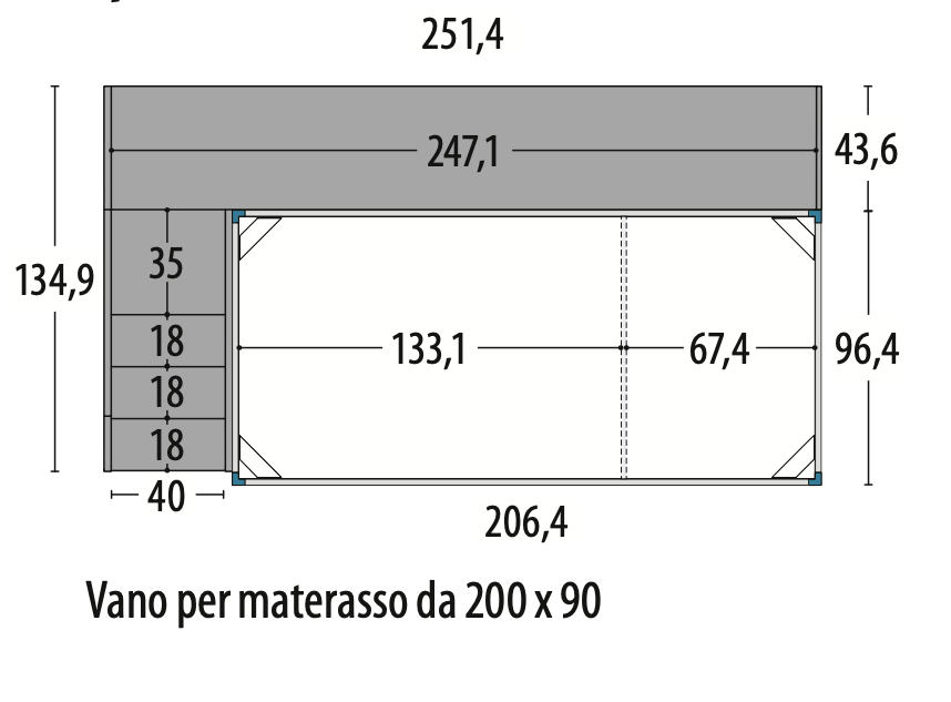 soppalco rosso con passerella