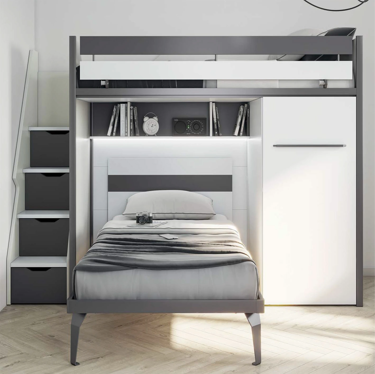 letto soppalco bianco luce