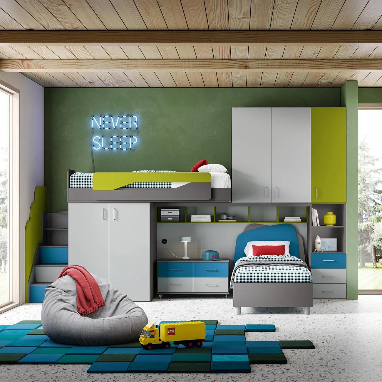 cameretta con soppalco ragazzi