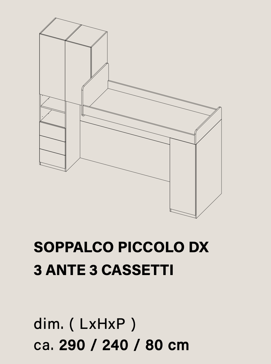 Soppalco per cameretta, Bianco opaco e Blu navy, L.290