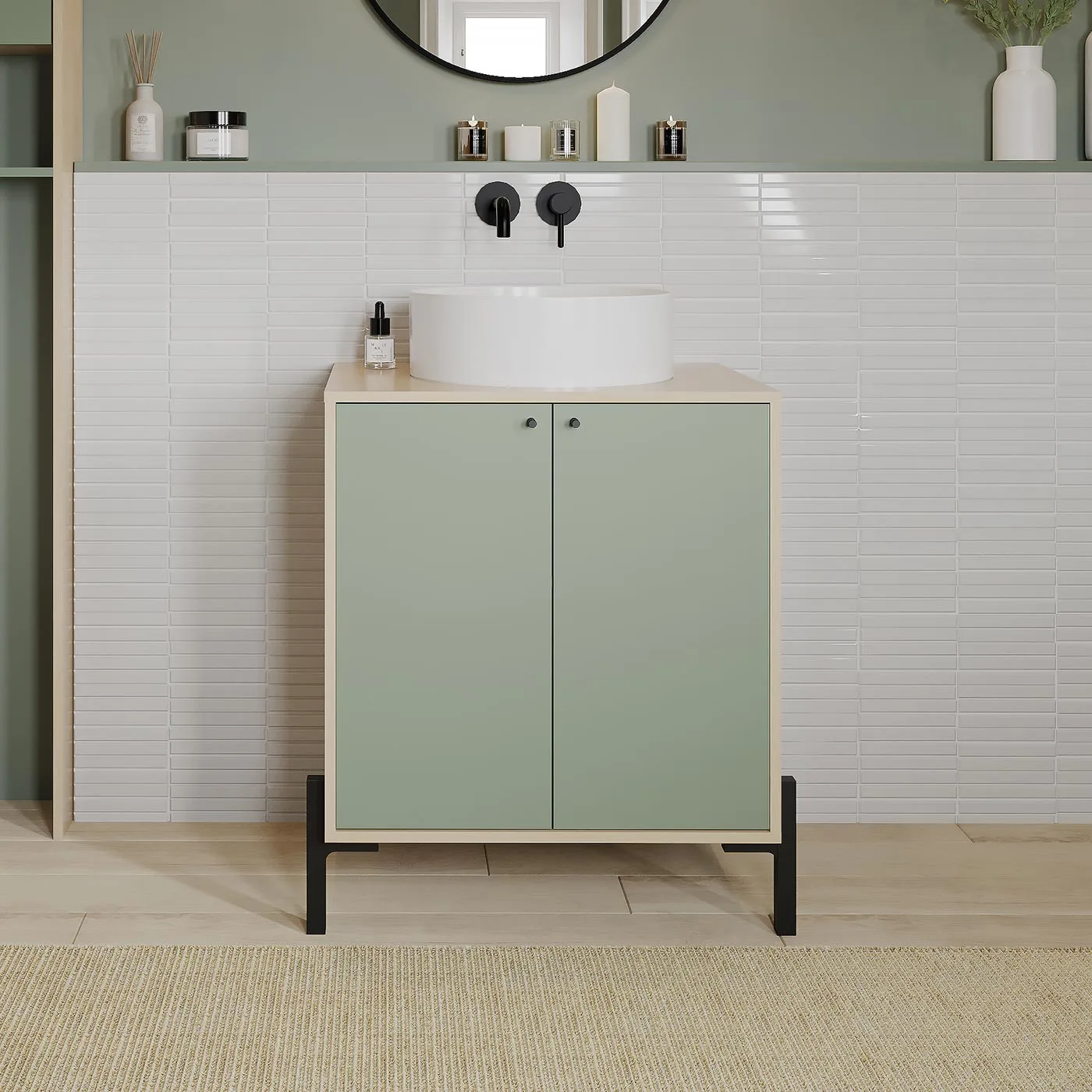 mobile sottolavabo verde