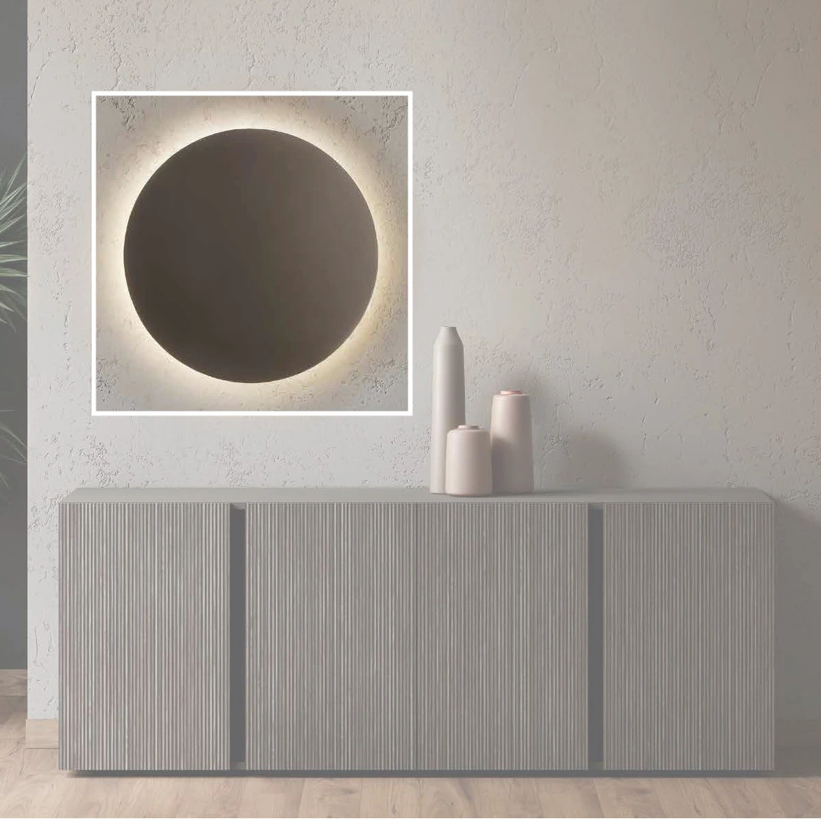 specchiera tonda retroilluminata