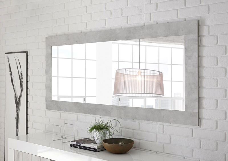 Specchiera rettangolare L.170 in finitura cemento