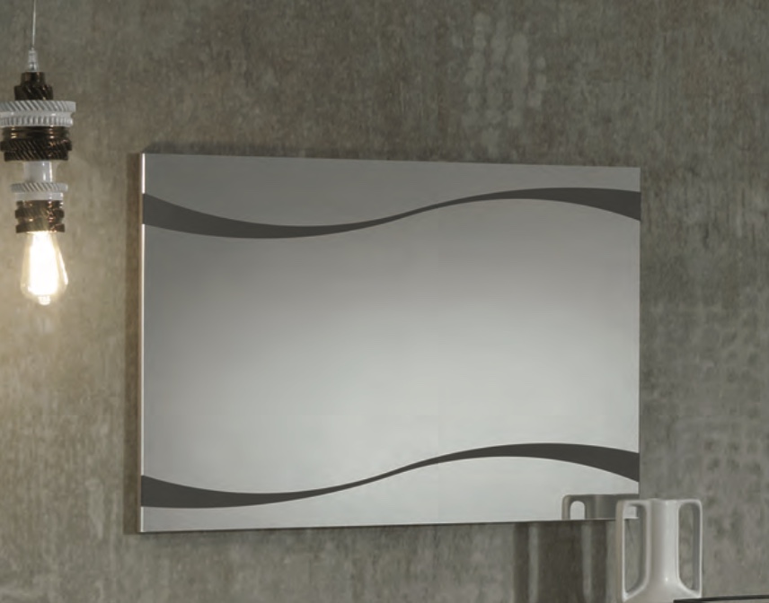 Specchio con serigrafie grigio fango, Made in Italy