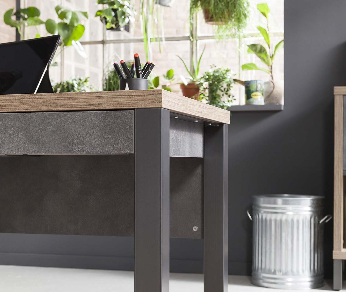 Scrivania Industry in finitura Rovere e Grigio smoke