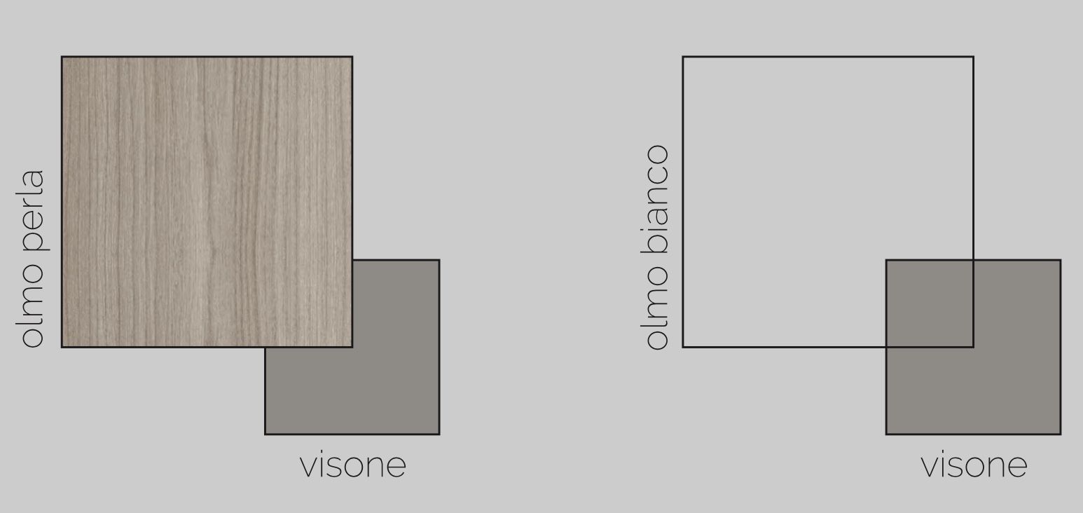 Set zona notte, Comò e Comodini, Olmo Perla e Visone Made in Italy