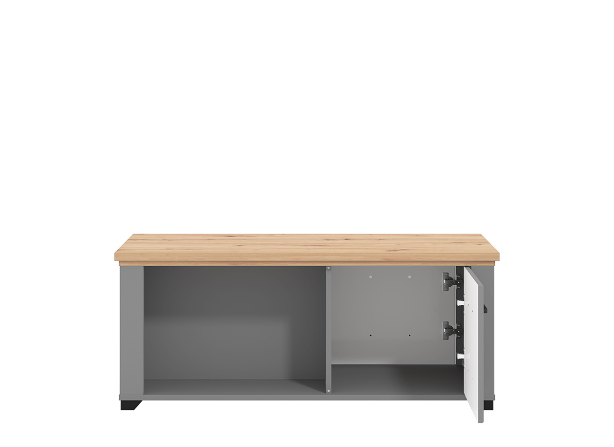 Tavolino soggiorno Grigio grafie e rovere, 2 cassetti